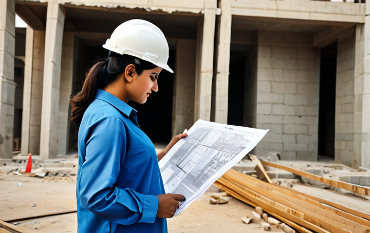 **

"A female civil engineer, fully clothed in a modest shalwar kameez and a hard hat, reviewing blueprints on a construction site in Karachi, Pakistan. Appropriate attire, safe for work, perfect anatomy, natural pose, professional, daytime lighting, high resolution."

**