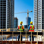 Modern Office Construction**

"A construction site viewed from inside a modern office building, showing construction workers wearing hard hats and safety vests, fully clothed, working on the framework of a new skyscraper, daytime, safe for work, appropriate content, perfect anatomy, correct proportions, professional, high-resolution, architectural photography, clear blue sky."

**