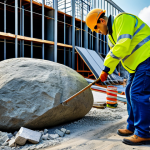 건축기사와 협력사 관리 경험 - **Construction Site Challenge:** "A construction engineer, fully clothed in appropriate attire, insp...