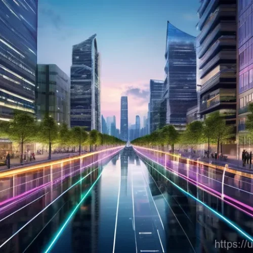 건축사와 디지털 트윈 기술 - **Smart City Digital Twin Overview:**
    A breathtaking, panoramic view of a futuristic, clean, and...