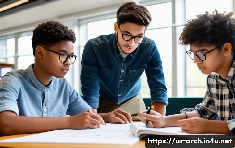 건축분야 자격증 시험 합격률 분석 - **Prompt 1: Focused Architecture Students in a Collaborative Study Environment**
"A group of div...